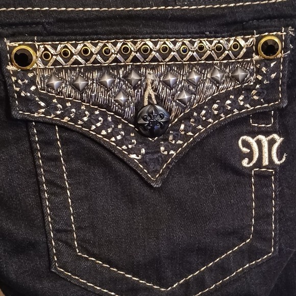 NWOT Miss Me Jeans, Size 27, Black, Bedazzled, 32W x 29L, Skinny, Stretch Denim - Picture 3 of 12